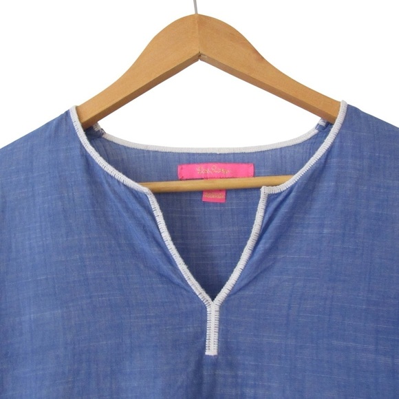 Lilly Pulitzer Amelia Island Flounce Sleeve Tunic Top XS Blue Preppy Nautical - Picture 3 of 10